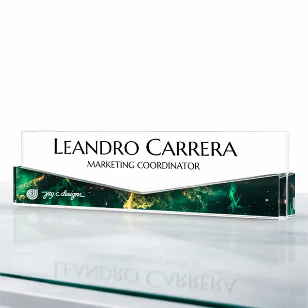 Chevron Desk Name Plate - Clear