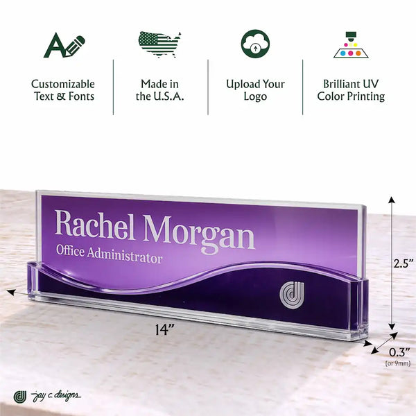 Wavecrest Desk Name Plate - Frosted