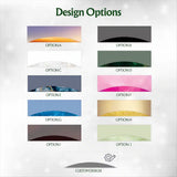A design options chart showing multiple curved color swatches labeled Option A through Option J, with a heading 'Design Options' on a light background.