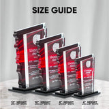 Four Acrylic 8014 awards showcasing the different sizes available small medium and large