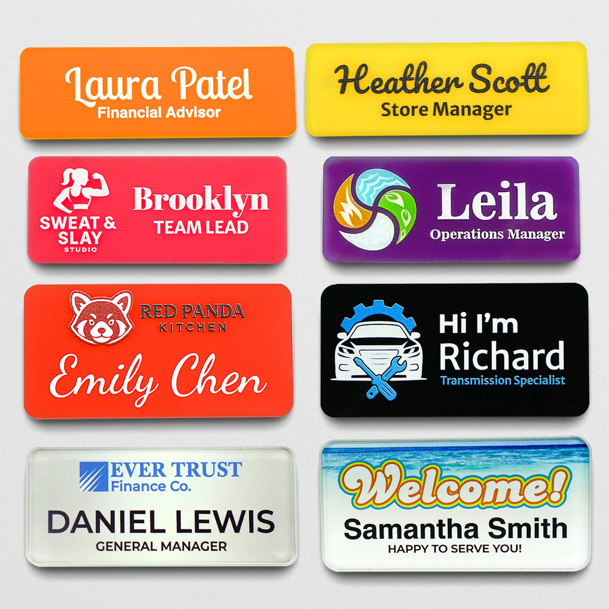 Custom Rectangular Name Tags – Magnetic or Safety Pin — Jay C Designs