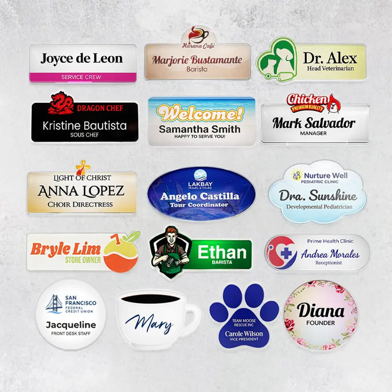 Clear UV Printed Name Tags